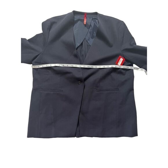 Spanx Women's Navy Blue Perfect Collarless Single Breasted Blazer Size 1X Plus - Picture 3 of 6